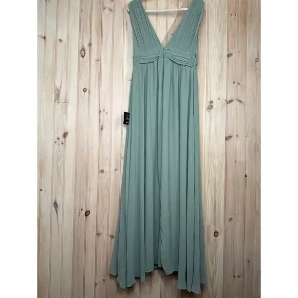 NWT Lulus Heavenly Hues Sage Brush Maxi Dress Wedding Bridesmaid Gala Size M - Picture 5 of 9